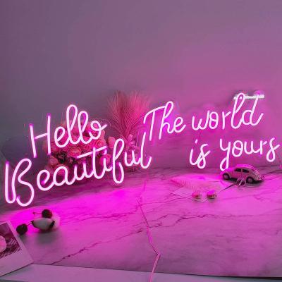 China Residential Decor Wall Art Decorative Neon Lights For Bedroom Kids Room Beer Bar Wedding Party Christmas Signs The World Is Yours Neon Sign for sale