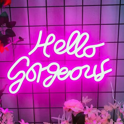 China Decoration Residential Rose Wall Hanging Neon Light For Party Wedding Birthday Engagement Party Bar Club Bar Hello Gorgeous Led Neon Signs for sale