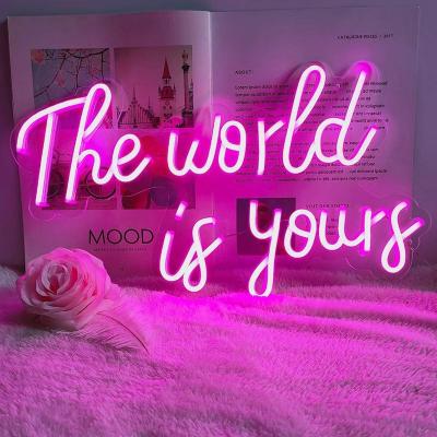 China Residential Dimmer Switch LED Neon Light Signs For Wall Decor Bedroom Cafe Gifts Neon Signs For Men Lightning The World Is Yours Neon Sig for sale