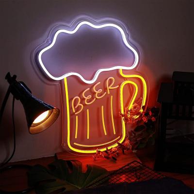 China Hotel Beer Shaped Lights Wall Decor Decorative Beer Neon Signs For Restaurant Bar Nightclub Party for sale