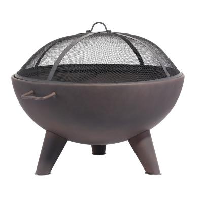 China Free Stocked 32 Wide Oil Rubbed Bronze Firebowl With Palm Tree Design for sale