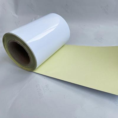 China 140GSM PET Yewllo Sillicon Liner 23um Sealing Labels for sale