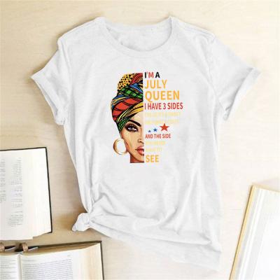 China New Arrivals Anti Wrinkle Fasion Woman Black Queen Melanin Camisetas Mujer Graphic Tees Print Female African Black Melanin T-shirt for sale