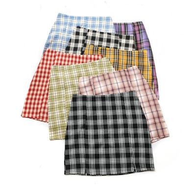 China 2021 Custom Women's Clothing Cute Plus Size Wrap Pencil Plaid Korean Zipper Anti-static Zipper Skirts Women Short for sale