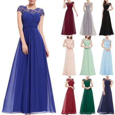 China New Women Anti-Static Embroidered Chiffon Wedding Bridesmaid Evening Party Prom Dress Shorts Sheath Long Formal Dress Gowns Lace Prom Dress for sale