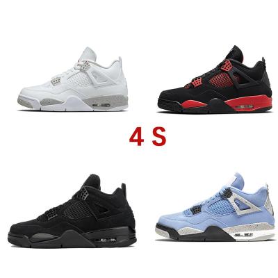 China High Quality Fashion 4s Men's RETRO'LIGHT NING Basketball Shoes AJ 4 Black Cat 2022 Shock Absorbing Sports Sneakers for sale