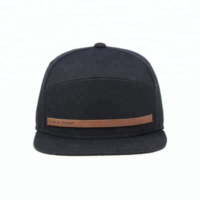 China breathable & Wholesale Wool Blend Waterproof Patch Logo 7 Panel Custom Leather Snapback Hats for sale