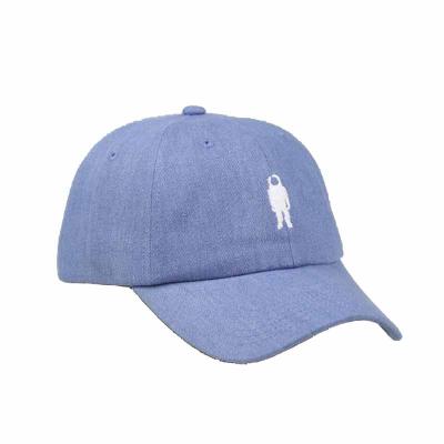 China breathable & Wholesale High Quality Waterproof Embroidery 6 Panel Unstructured Light Blue Denim Custom Dad Hat for sale