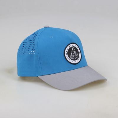 China CUSTOM LOGO PLYESTER FIVE COMMON HIGH QUALITY PANEL BASEBALL HAT WITH LASER HOLE for sale