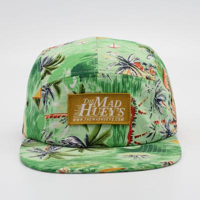 China breathable & 2018 Raincoats New Fashion Hawaii Custom Print 5 Panel Hat Wholesale for sale