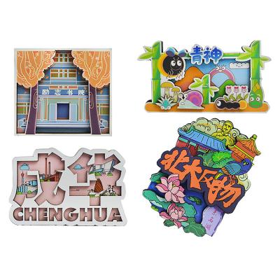 China Custom Factory Sale 3d Souvenir City Souvenir City Magnet Logo Sticker Cover Full Shape Wooden Door Fridge Fridge for sale