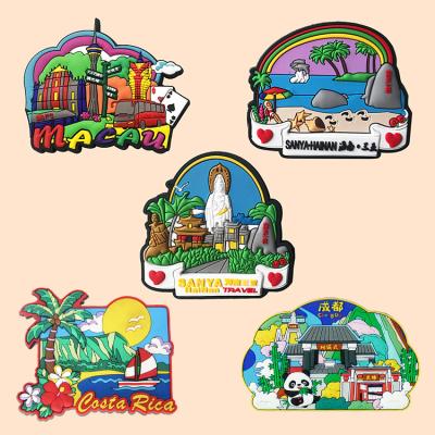 China Shape OEM ODM Souvenirs City Shape Silicone Refrigerator Door Cover Photo Fridge Sticker Scenic Magnet for sale