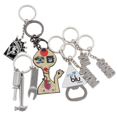 China Fashion 3D 2d Tag Bag Car Key Accessories Cartoon Image Photo Keychain Silver Black Metal Key Chain Engrave for sale