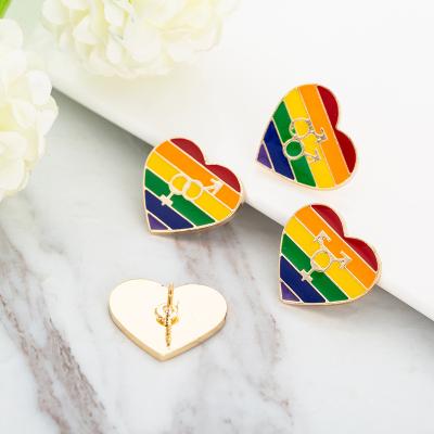 China Custom Colorful Emblem Flag Shape Bridge Heart Creative Cartoon Clothing Accessories Bag Lapel Pin Rainbow Badge for sale