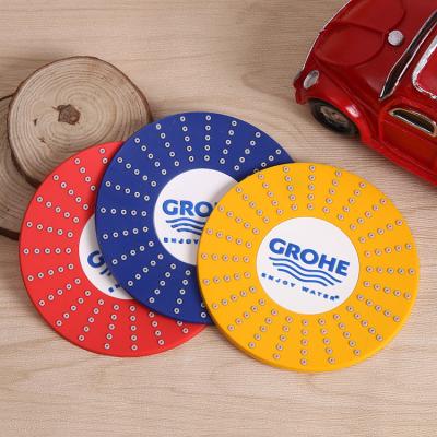 China Factory direct sale viable PVC decoration hotel restaurant round shape soft blue yellow red home cup coaster for sale