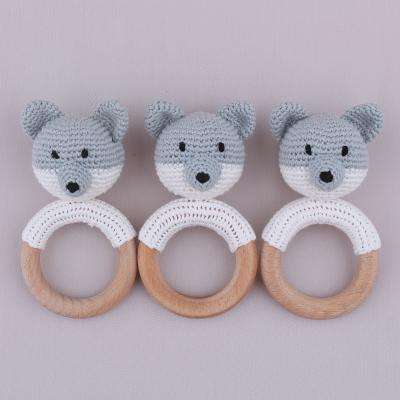 China Organic Cotton Yarn/New Arrival Wooden Crochet Koala Baby Rattle with Beech Wood Teeth Ring for sale