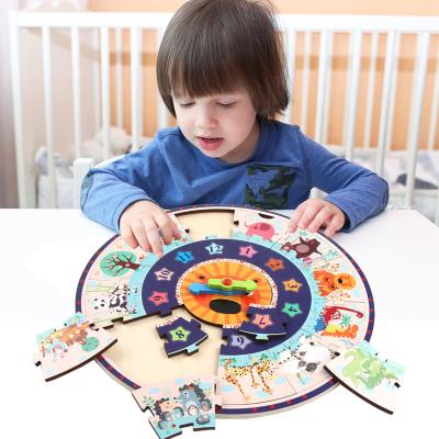 Китай Montessori Animal Children Toy Montessori Wood Toys For 3D Educational Wooden Toy Cartoon Clock Puzzle продается