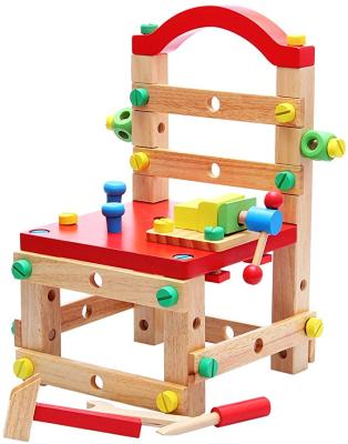 China Colorful Wooden Activity Wooden Tools Chair Building Set For Children Tool Game Toys Wood Kids zu verkaufen