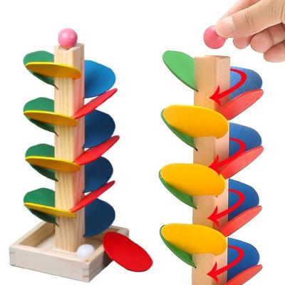 China 2020 Eco-friendly Materials New Montessori Learning Building Block Tree Play Set Wooden Ball Toys For Children for sale