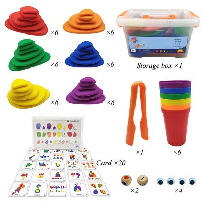 China Place Montessori Rainbow Educational Pebbles Assorted Color Stacking Stones Creative Study Sensory Toys for sale