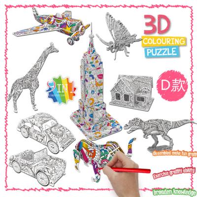 China Hand Painted Game Graffiti Assembly Room Model DIY 3D Paper Puzzle Doodle Education Drawing Toy for sale