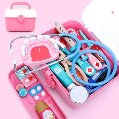 中国 Pretend Play Toy Set Wooden Pretend Play Doctor Medical Simulation Medicine Chest Set for Children Interest Development 販売のため