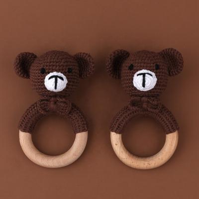 China Soft Design Baby Rattle Toy New 100%Handmade Crochet Teether Wooden Teether Toys Support Wooden Baby Teether for sale