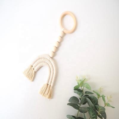 China 1PCS Wooden Soft Baby Teether Handmade Macrame Toy Crochet Teether Toys Baby Teether Gift for sale