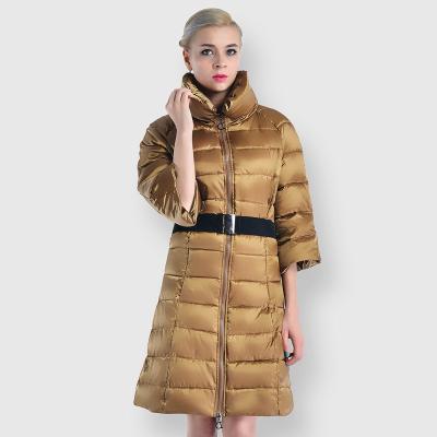 China Whimsical Swap Shiny Factory High Quality Womens Down Jacket Padded Middle-aged and Older Five Point Sleeve Slim Fit Padded Jacket for sale