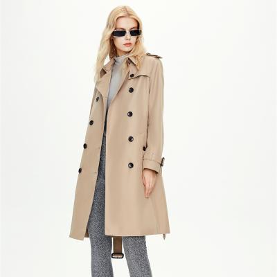 China Capricious swap women's clothing autumn and winter women's double-breasted style British women's khaki mid-length coat for sale