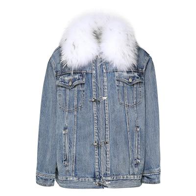 China Leisure 2022 Winter New Parker Women's Denim Jacket Detachable Thick Coating Mid Length Down Jacket for sale