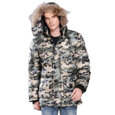 China 2022 New Youth Pop Men's Thickened Camouflage Padded Jacket Warm Hooded Fur Collar Padded Jacket Large for sale