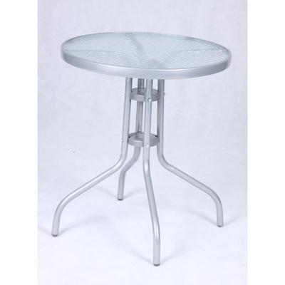 China Elegant Appearance Tempered Glass Tables Diameter 60cm Outdoor Bistro Metal Dining Garden Table for sale