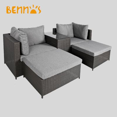 China Full 5 PCS Rattan Steel Sofa Set Garden Modern Outdoor Furniture BNS-110669 for sale