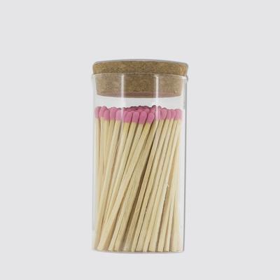 China Household matches in glass jar 4 inch long sticks black safety matches in glass bottle for candle matches in glass jar for sale