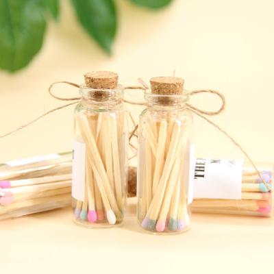 China Matches in Safety Glass Colorful Long Holder Wooden Jar Matches in Gift Glass Match Household Fancy Apothecary Bottle Jar Glass Jar for sale