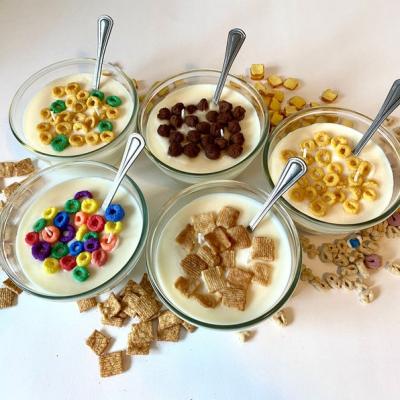 China Wholesale Price Popular Cheap Funny Cereal Candle Fragrance Scented Candle With Spoon Handmade Soy Cereal Bowl Candle for sale