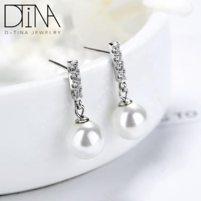 China DTINA non allergic 925 Sterling Silver Earrings with long silver pearl stud earrings for sale