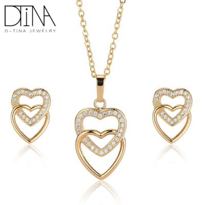 China 2019 DTINA ALLOY Zircon Jewelry Set Love Shape Girls Heart Shaped Earrings Necklace Jewelry Set for sale