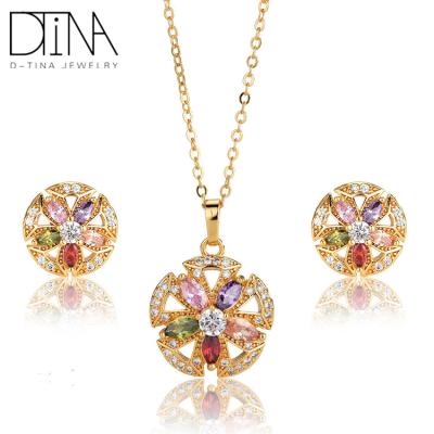 China Gorgeous ALLOY DTINA Jewelry Set Earrings Pendant Set Flower Style Gift Set for sale