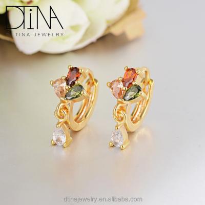 China DTINA Trendy Gold Plated Earring Fashion Dangle Earrings More Color Gold Crystal Dangling Earring for sale