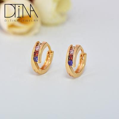 China Fashionable Gold Plated Earring Colored Gems Round Shaped New Design Kids 18k Gold Jewelry Earring Earring for sale