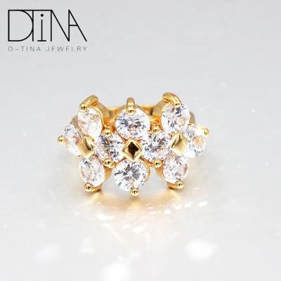 China Fashion Ring 18k Gold Plated Fashion Women New Design Diamond Ring Simulated Diamond Gold Plated Ring for sale