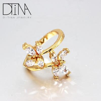 China Fashion Ring Austrian White Zircon Petals Ring Girl Fashion Luxury 14k Gold Plated Ring Jewelry Wholesale for sale