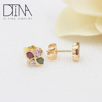 China Fashion Women Girl's Windmills Color Zircon Gold Plated Stud Earrings for sale