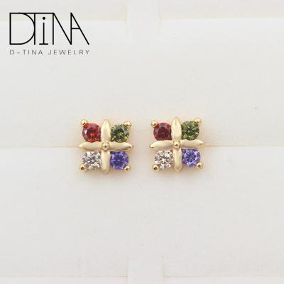 China Alloy Square Square Earrings DTINA Saudi Zircon Stud Gold Plated Beautiful New Style Stud Earrings for sale