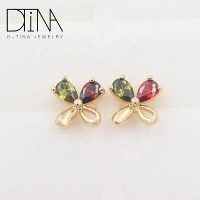 China Fashion DTINA Jewelry Plating Girl's Small 18k Gold Gemstone Fashion Earrings Stud Earrings Jewelry Display for sale