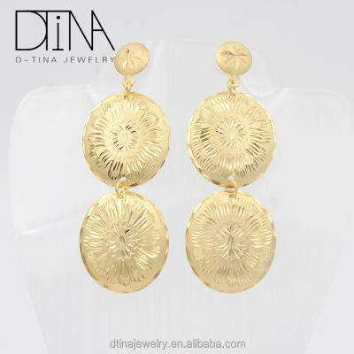 China Trendy Gold Plated Earring Women Jewelry Gold Plated Pretty Saudi Costume Fashion Sandblasting Jewelry Gold Earrings Copper Luxury Design for sale