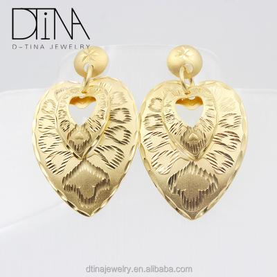 China 2019 Earring DTINA 2019 New Fashion Design Dubai 18K Gold Plated Gold Double Heart-Shaped Earrings for sale