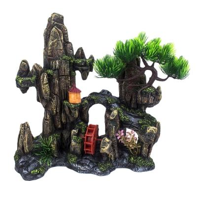 China Viable Eco - Friendly Polyresin Aquarium Accessories Artificial Rock Mountain Decoration For Fish Tank for sale